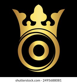 Initial king crown Logo combine with letter O vector template