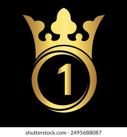 Initial King Crown Logo kombiniert mit Buchstabe 1 Vektorgrafik Vorlage