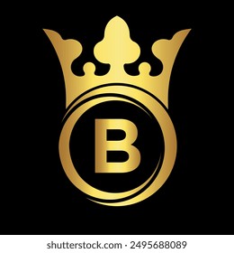 Initial king crown Logo combine with letter B vector template