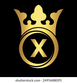 Initial king crown Logo combine with letter X vector template