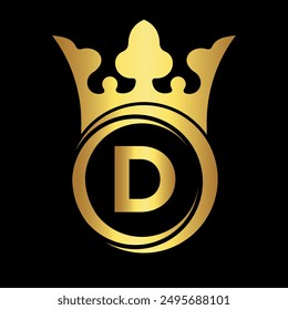 Initial king crown Logo combine with letter D vector template