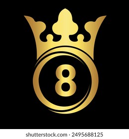 Initial king crown Logo combine with letter 8 vector template