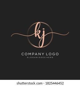 Initial KJ beauty monogram and elegant logo design, handwriting logo of initial signature, wedding, fashion, floral and botanical with creative template.