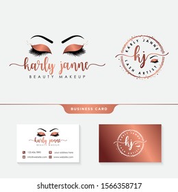 initial kj eye lash logo collection template  vector