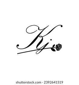 Initial KJ handwriting flower typography ornament modern