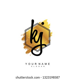 Initial KJ handwriting logo vector