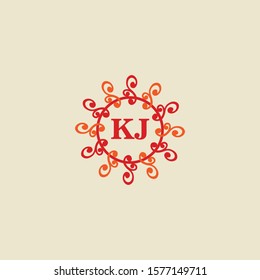 Initial KJ Letter Logo Design. Retro. Vector