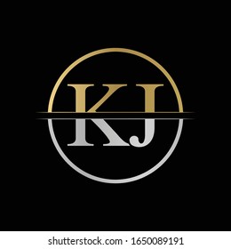 Letra inicial KJ Logo Diseño Ilustración vectorial. Diseño del logotipo de carta abstracta KJ