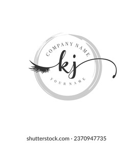 Initial KJ monogram eye and eyelash handwriting