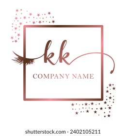 Initial KK calligraphy company eye and eyelash handwriting