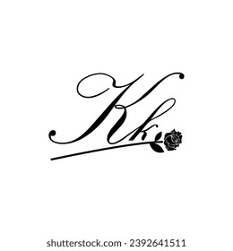 Initial KK handwriting flower typography ornament modern