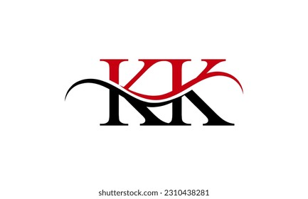 Initial KK letter Logo With Swoosh Design Graphic Vector Template for Business and Company Identity.