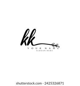Initial KK logo handwriting floral typography ornament