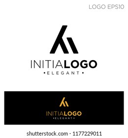 initial K,KM elegant logo template vector illustration. logo type, monoline.