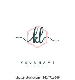 Initial KL handwriting logo template vector