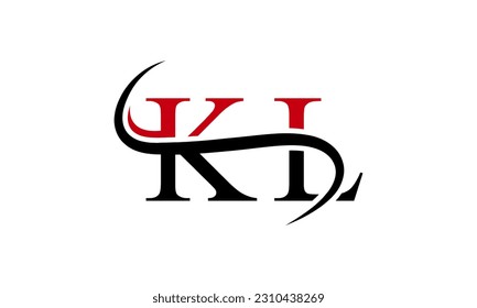 Initial KL letter Logo With Swoosh Design Graphic Vector Template for Business and Company Identity.