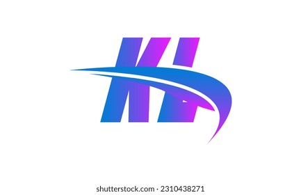Initial KL letter Logo With Swoosh Design Graphic Vector Template for Business and Company Identity.