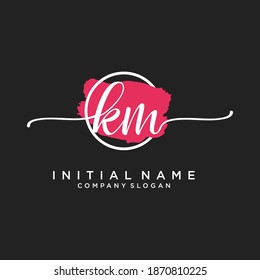 Initial KM beauty monogram and elegant logo design, handwriting logo of initial signature, wedding, fashion, floral and botanical with creative template.