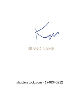 Initial Km beauty monogram and elegant logo design