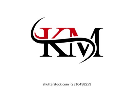 Initial-KM-Logo mit Swoosh Design Grafik-Vektorvorlage für Unternehmens- und Unternehmensidentität.