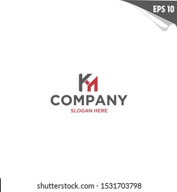 Initial KM Logo monogram design template. Simple elegant shape style modern logo.