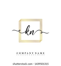 Initial KN beauty handwriting logo