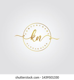 Initial KN beauty handwriting logo