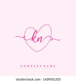 Initial KN beauty handwriting logo