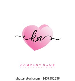Initial KN beauty handwriting logo
