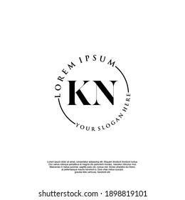 Monograma inicial de belleza KN y diseño elegante de logotipo, logotipo de escritura a mano de firma inicial, boda, moda, floral y botánica con plantilla creativa.
