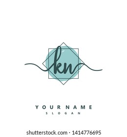 Initial KN handwriting logo template vector