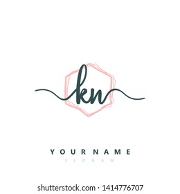 Initial KN handwriting logo template vector