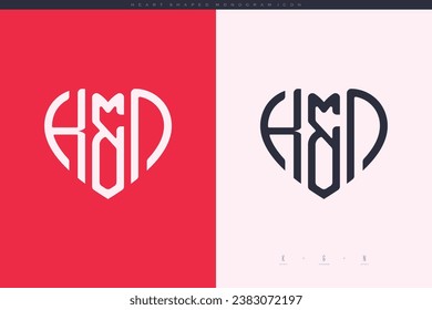 initial KN letters with red heart and love logo flat icon monogram concept