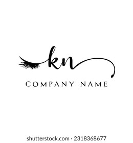 initial KN Logo lash logo eyelash vector modern symbols makeup