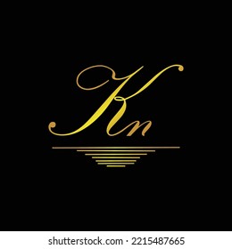 Initial KN logo signature elegant gold element