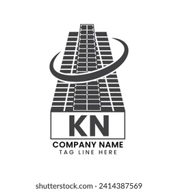 Plantilla inicial de diseño del logotipo inmobiliario de KN, imagen de vectores del logotipo del hogar o de la casa de KN, icono de KN
