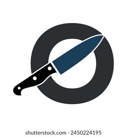 Initial knife Logo combine with letter O vector template