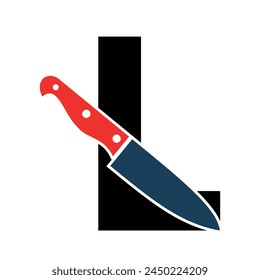 Initial knife Logo combine with letter L vector template