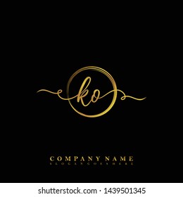 Initial KO beauty handwriting logo