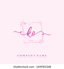 Initial KO beauty handwriting logo