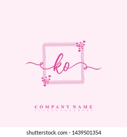 Initial KO beauty handwriting logo
