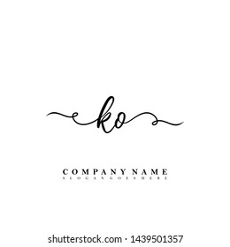 Initial KO beauty handwriting logo