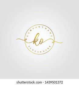 Initial KO beauty handwriting logo