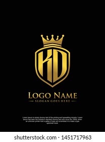 initial KO, KD letter with shield style logo template vector