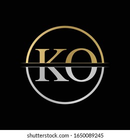 Initial KO letter Logo Design vector Illustration. Abstract Letter KO logo Design