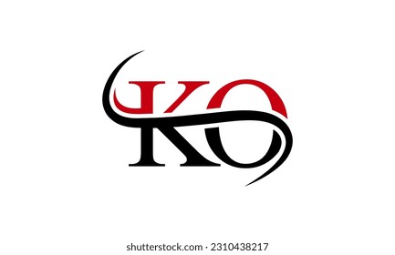 Initial KO letter Logo With Swoosh Design Graphic Vector Template for Business and Company Identity.