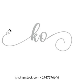 Logo inicial de KO escritura a mano ilustración comercial moda simple