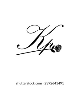 Ornamento de tipografía de flores de escritura manual inicial de KP moderno