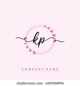 Initial KP letter beauty handwriting logo