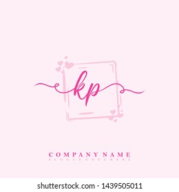 Initial KP letter beauty handwriting logo